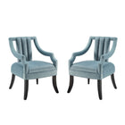 Modway - Harken Performance Velvet Chaise d’accent - Bleu clair - Ensemble de 2-Chaise d’accent vintage Glamour