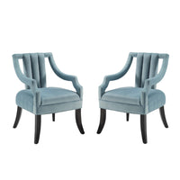 Modway - Harken Performance Velvet Chaise d’accent - Bleu clair - Ensemble de 2-Chaise d’accent vintage Glamour