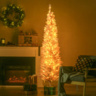 HOMCOM - Arbre de Noël artificiel illuminé 6 pi avec lumières LED blanc chaud-200 lumières LED intégrées directement dans l'arbre offrent un affichage chaleureux 
