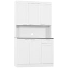 HOMCOM - Armoire de cuisine avec étagère réglable et tiroir - blanc brillant-Un tiroir avec des glissières métalliques lisses vous permet de ranger facilement les serviettes et les couverts 