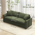 HOMCOM - Canapé 3 places rembourré pour chambre - vert-Les coussins et les accoudoirs de 6,3 po (16 cm) d’épaisseur offrent une détente optimale 