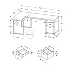 Monarch Specialties - 7258 Bureau 80 po - Blanc/Simili-Ciment Cote Droit/Gauche-La configuration réversible permet d'installer le côté du bureau avec rangement à gauche ou à droite.