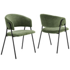 Modway - Nella Rembourré Chenille à bruyère Chaises de salle à manger Ensemble de 2 - Eucalyptus Black-Ensemble de 2 chaises de salle à manger d’accent