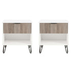 Manhattan Comfort - Table de nuit moderne DUMBO 20,07" à 1 tiroir - Blanc et gris rustique - Lot de 2-Moderne-contemporain avec une touche de glamour - Table de nuit pour chambre et salon, lot de 2