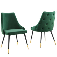 Modway - Adorn Performance Velvet Fauteuil d’appoint de salle à manger Ensemble de 2 - Vert-Chaise à manger vintage moderne d’accent