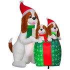 GEMMY - Scène de famille de chiens gonflable de Noël - 168 cm-Accents en tissu moelleux et à motifs