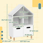 Qaba - Bibliothèque pour enfants à 3 niveaux avec deux tiroirs, pour chambre, salle d’enfants - blanc-Charmant design en forme de maison qui s’harmonise avec la décoration de toute pièce  
