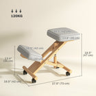 HOMCOM - Chaise ergonomique agenouilloir pour bureau à domicile - blanc crème-Cadre en bois d’hévéa massif, supportant jusqu’à 265 lb (120 kg) pour plus de durabilité
