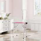 PawHut - Table de toilettage pliable pour chiens et chats, surface antidérapante - rose-Bras de toilettage à pince, réglable en hauteur de 20 à 60 cm (7,9 po-23,6 po) au-dessus du plateau 