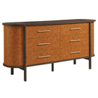 Modway - Coralie Courbe à 6 tiroirs Cuir végane Commode ovale, Noyer Tan-Détail en cuir végan