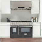 Kucht - 48 po Série KNG Cuisinière Pro Style au gaz propane - Acier inoxydable/Noir-Grilles de cuisson robustes en fonte résistantes à la chaleur intense permettant de déplacer les ustensiles d’un brûleur à l’autre sans les soulever