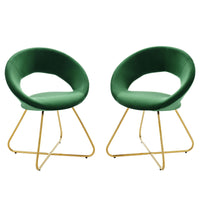 Modway - Nouvelle Performance Velvet Chaise à manger Ensemble de 2 - Émeraude d’or-Chaises de salle à manger rétro modernes