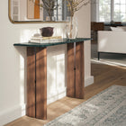 Modway - Amistad 46 pouces Marbre Console Table - Marbre vert noyer-Base en bois de manguier