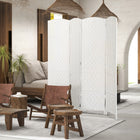 HOMCOM - Paravent autoportant 4 panneaux tressé à la main pour bureau à domicile - blanc-Conception pliable avec quatre panneaux, facile à créer un nouveau look et peu encombrant pour le rangement 
