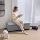 HOMCOM - Banc ottoman de rangement 44 po avec couvercle et pieds - gris clair-Couleur : gris clair 