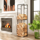 Outsunny - Porte-bûches extérieur- support à bûches robuste avec étagère réglable-Empreinte fine avec une hauteur de 66,9 po-idéale pour les petits patios, jardins ou cheminées intérieures 