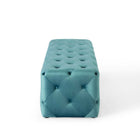 Modway - Amour Entrée à boutons touffés de 60" Performance Velvet Banc - Bleu de mer-Capacité de poids du développé couché : 500 lbs