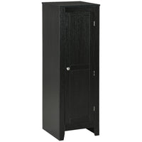 HOMCOM - Armoire de cuisine avec étagères réglables et porte simple pour salle à manger - noir-Deux étagères réglables à 3 niveaux offrent des options de rangement polyvalentes 