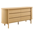 Modway - Cadence 6 tiroirs Courbe Commode, Chêne-Panneaux latéraux cannelés