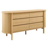 Modway - Cadence 6 tiroirs Courbe Commode, Chêne-Panneaux latéraux cannelés