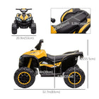 Aosom - quad 12v pour enfants avec musique, phares, vitesse haute et basse - jaune-Les phares augmentent la sécurité 