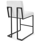 Modway - Privy Acier inoxydable noir Tissu rembourré Tabouret de comptoir - Noir Blanc - Ensemble de 2-Touffe élégante de biscuits
