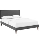 Modway - Amaris Tissu Lit à plateforme complet avec pieds carrés effilés, Gris-Cadre en bois / panneau en particules
