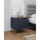 Manhattan Comfort - Table de nuit moderne DUMBO 51 cm à 2 tiroirs - Bleu Minuit-Comprend 2 tiroirs à extension totale conçus avec des lignes verticales texturées