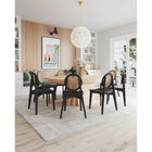 Manhattan Comfort - Chaise de salle à manger Versailles 47 cm dossier rond style industriel chic - noir et cannage naturel - lot de 4-Cannage naturel fin fabriqué à partir de véritable rotin en bois