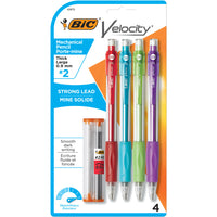 BIC - Portemines Velocity - 0,9 mm - #2 HB - Paquet de 4-Mine résistante qui s'efface proprement
