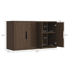 Manhattan Comfort - Buffet moderne Rivington 60" à 4 portes - Noyer-4 portes sans poignées à fermeture douce avec découpes intégrées pour un aspect moderne et épuré
