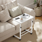 HOMCOM - Bureau debout mobile à hauteur réglable - 23,5 po L x 15,75 po l x 30,75 po H - blanc-La hauteur réglable s’adapte à différents lits et canapés 