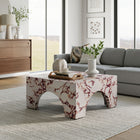 Modway - Valen Intérieur - Terrasse extérieure Béton voûté Table basse - Marbre rouge-Pieds de nivellement non marqués