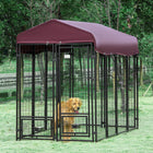 PawHut - Chenil pour chien d’extérieur 8 pi x 4 pi x 6 pi - rouge-Housse en tissu Oxford à utiliser en été ou lors des journées ensoleillées 