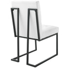 Modway - Privy Acier inoxydable noir Tissu rembourré Chaise à manger - Noir Blanc-Rembourrage en mousse dense