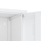 Manhattan Comfort - Armoire de rangement individuelle moderne Naomi 15 po avec casier - Blanc-Pieds en métal avec patins de protection réglables pour une stabilité sur mesure