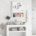 Kleankin - Armoire de salle de bain murale avec miroir et trois étagères - blanc-Fabriqué en MDF pour plus de stabilité 