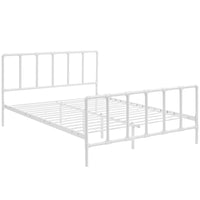 Modway - Dower Acier inoxydable Lit Queen, Blanc-Conception industrielle des tuyaux et douilles