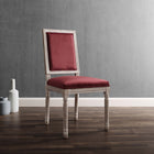 Modway - Court Vintage français Performance Velvet Fauteuil d’appoint de salle à manger - Bordeaux naturel-Sellerie en velours Performance résistante aux taches