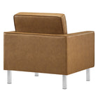 Modway - Loft Touffe Cuir végane Fauteuil - Silver Tan-Capsules de pied non marquées