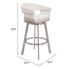 Zuo - Bantry Tabouret de bar pivotant - Blanc-Dimensions: 20,5 po L x 22,4 po L x 39,8 po H