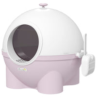PawHut - Grande litière pour chat, boîte fermée avec couvercle - rose-Le design fermé élimine les odeurs et offre de l’intimité à votre chat 