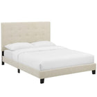 Modway - Melanie Bouton à touffe Tissu rembourré Lit plateforme Queen, Beige-Pas besoin de sommier