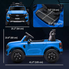 Qaba - Ford Ranger sous licence 12V voiture électrique pour enfant avec rangement arrière - bleu-Propose des options de conduite à distance et manuelle 