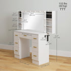 HOMCOM - Coiffeuse avec miroir - 39,4 po L x 15,7 po l x 53,9 po H - blanc-Six étagères de rangement coulissantes cachées pour organiser votre maquillage et vos bijoux 