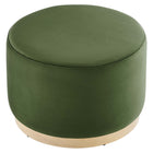 Modway - Tilden Grand velours rond de performance de 23" Rembourré Ottoman - Moss Green Natural-Arrivée entièrement assemblée