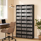 HOMCOM - Armoire de rangement multimédia à 9 niveaux - 68.9 po H - noir-Conception fine qui économise de l’espace au sol tout en maximisant le rangement vertical