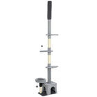 PawHut - arbre à chat du sol au plafond - hauteur réglable 87-100 po-Hauteur réglable de 88,6 po à 100,4 po (220-255 cm), s'adapte à différentes tailles de pièces 