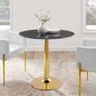 Modway - Verne 35 po Marbre artificiel Table à manger, Or Noir-Table en marbre artificiel