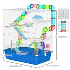 PawHut - Cage pour hamster 23 po L 5 niveaux avec système de tubes tunnels - Bleu-Fil d'acier pour une bonne ventilation et deux poignées supérieures pour une prise en main facile